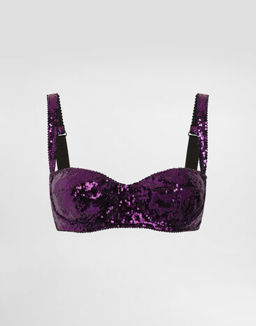 Dolce & Gabbana Balconette bra with micro-sequin embroidery Fuchsia O1B36TON05C
