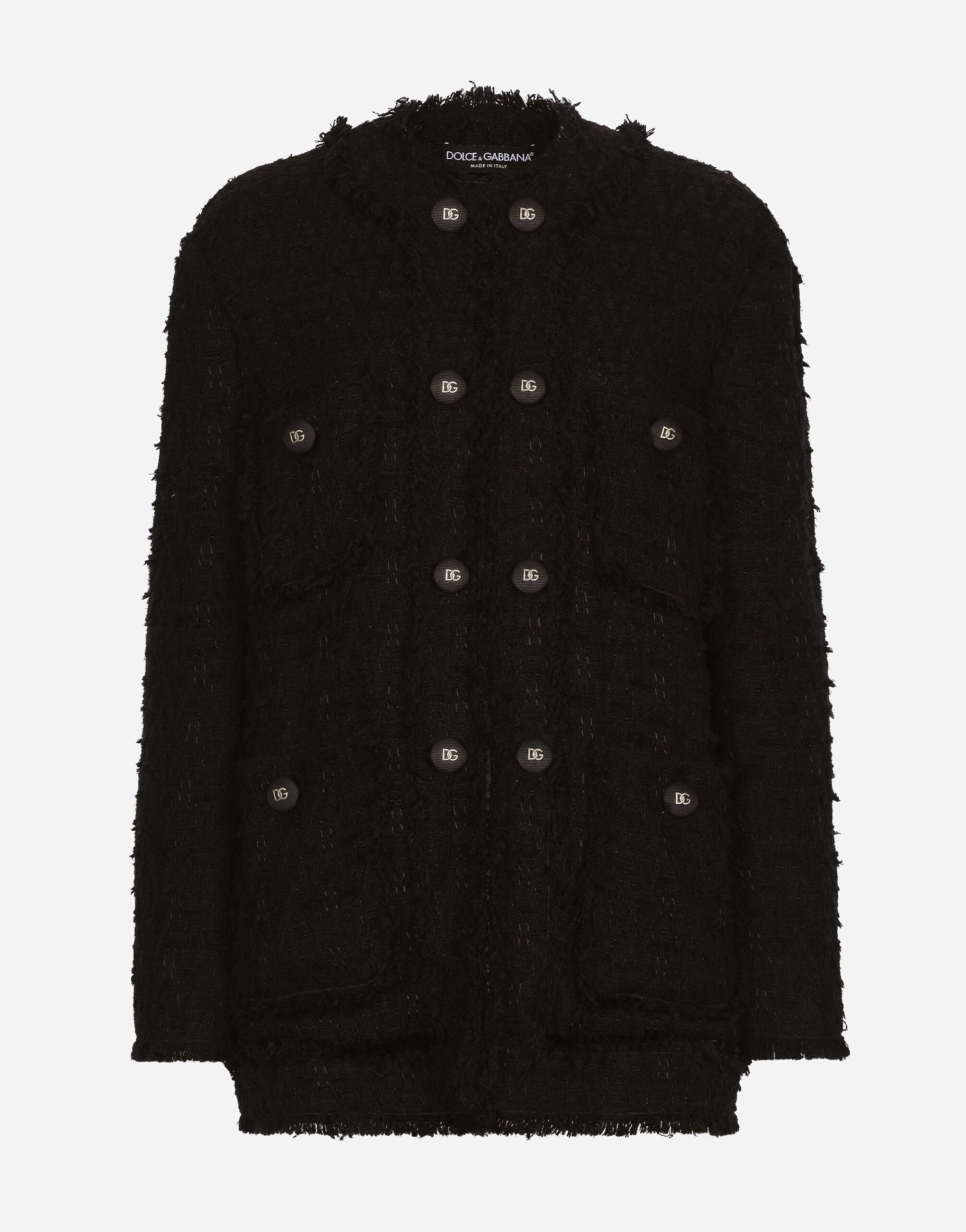 Dolce & Gabbana Einreihige Jacke aus Flechtgewebe Drucken F29UDTIS1P4