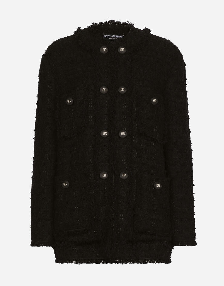 Dolce & Gabbana Chaqueta de esterilla con botonadura sencilla Negro F29TYTGDCBR