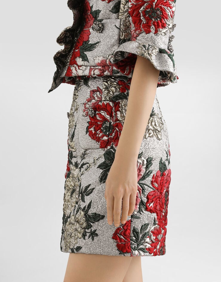 Dolce & Gabbana Minirock aus floralem Jacquard Multicolor F4C0VZHJMRI