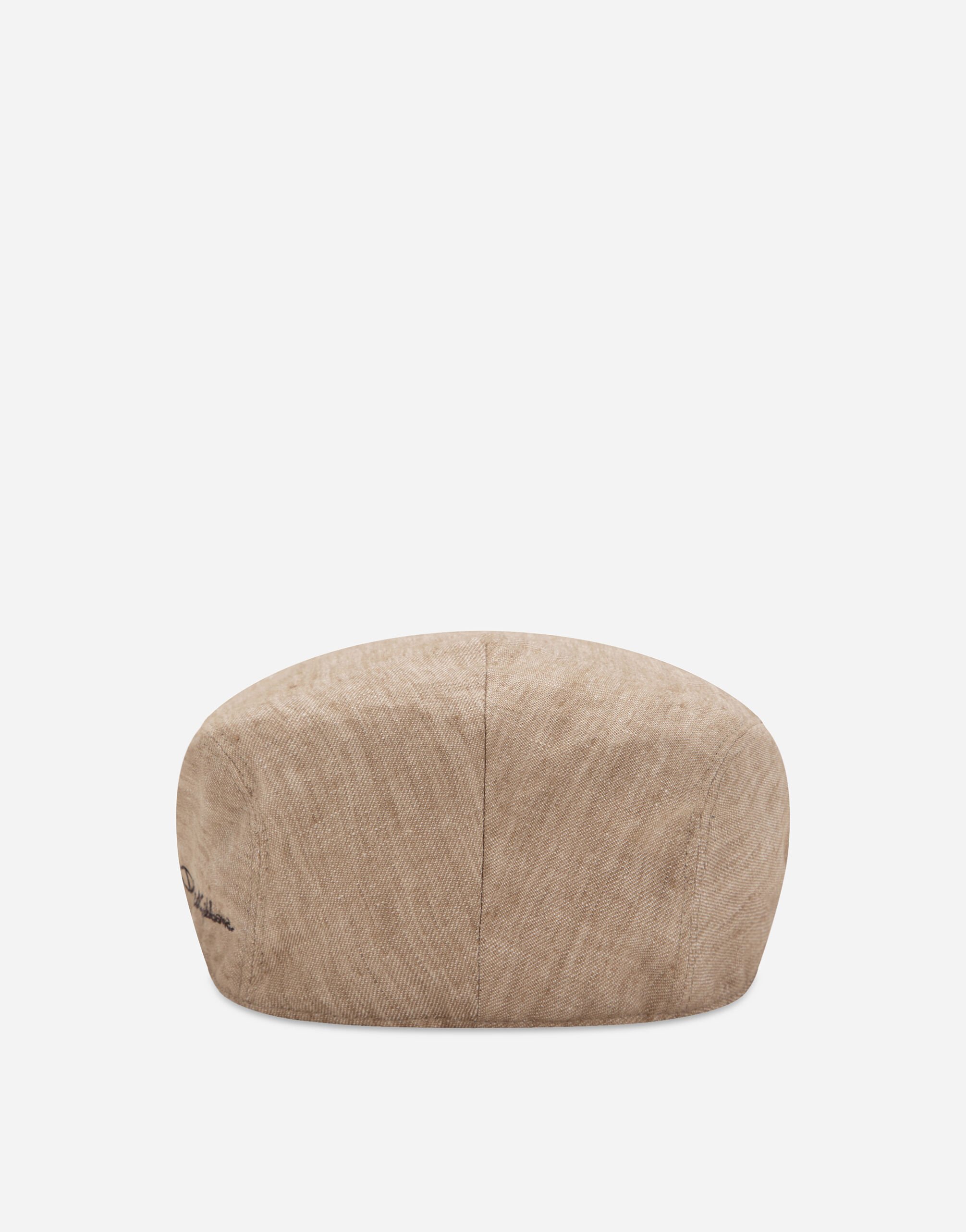 Linen twill flat cap with Dolce Gabbana logo embroidery in Multicolor for Men Dolce Gabbana