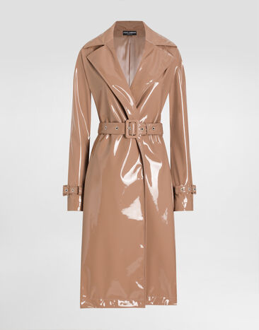 Dolce & Gabbana Coated faux leather trench coat Beige F0W3STHUMVM