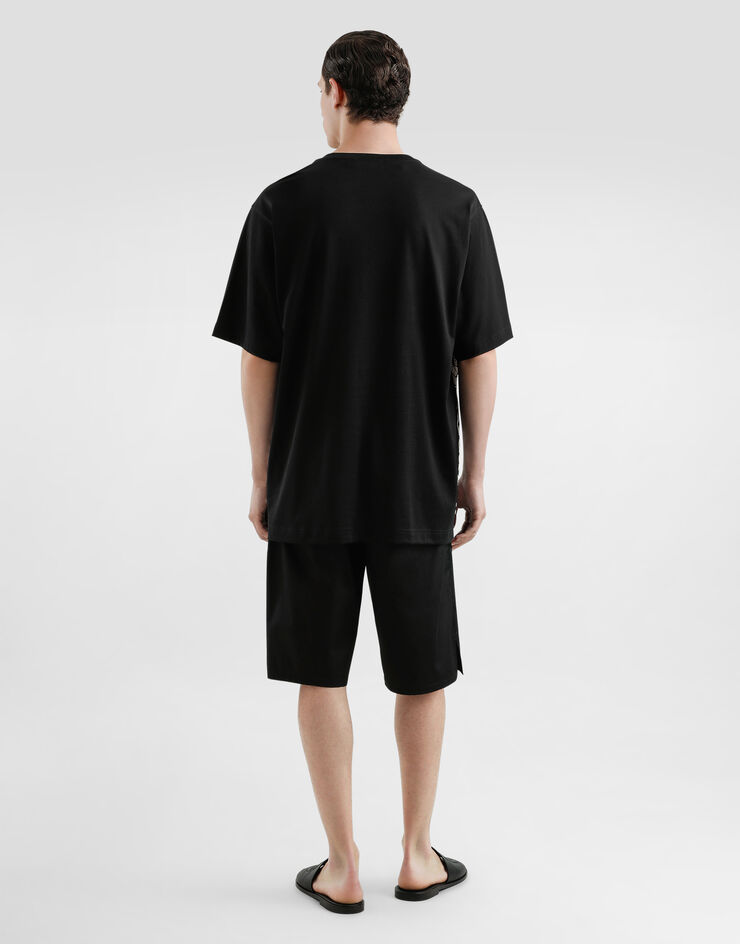 Dolce & Gabbana Camiseta de algodón con estampado Bandana Negro G8PN9TG7N8O