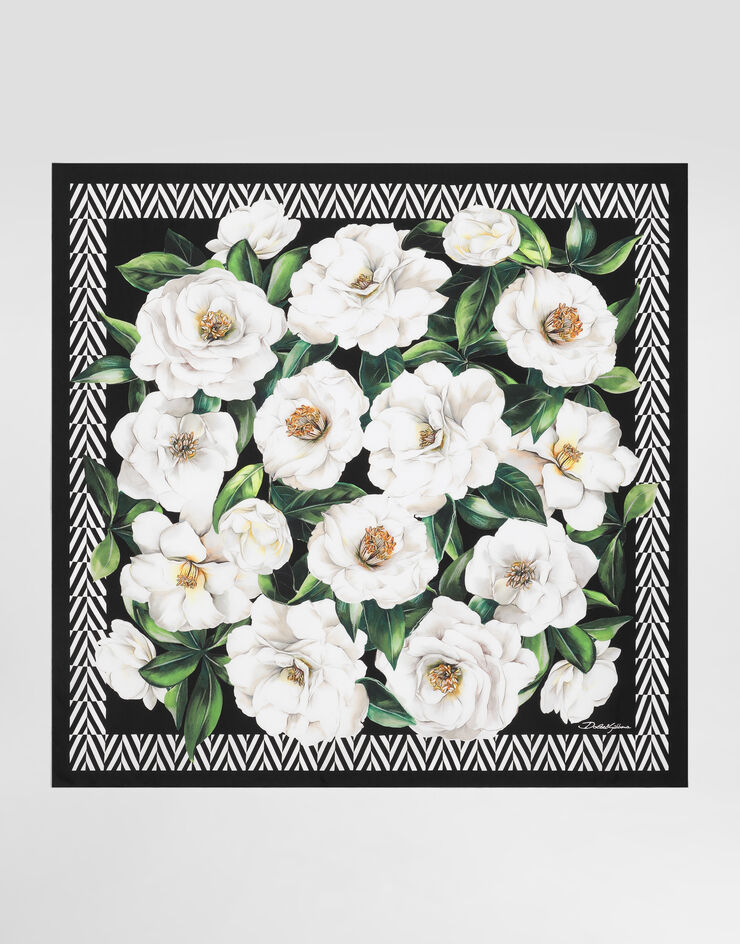 Dolce & Gabbana Foulard 90 x 90 en sergé de soie à imprimé gardénia Imprimé FN090RGDCUG