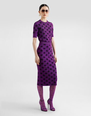 Dolce & Gabbana Jacquard skirt with slit Multicolor FXO25TJGMB3