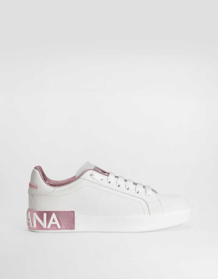 Dolce & Gabbana Calfskin nappa Portofino sneakers White/Pink CK1544AX615