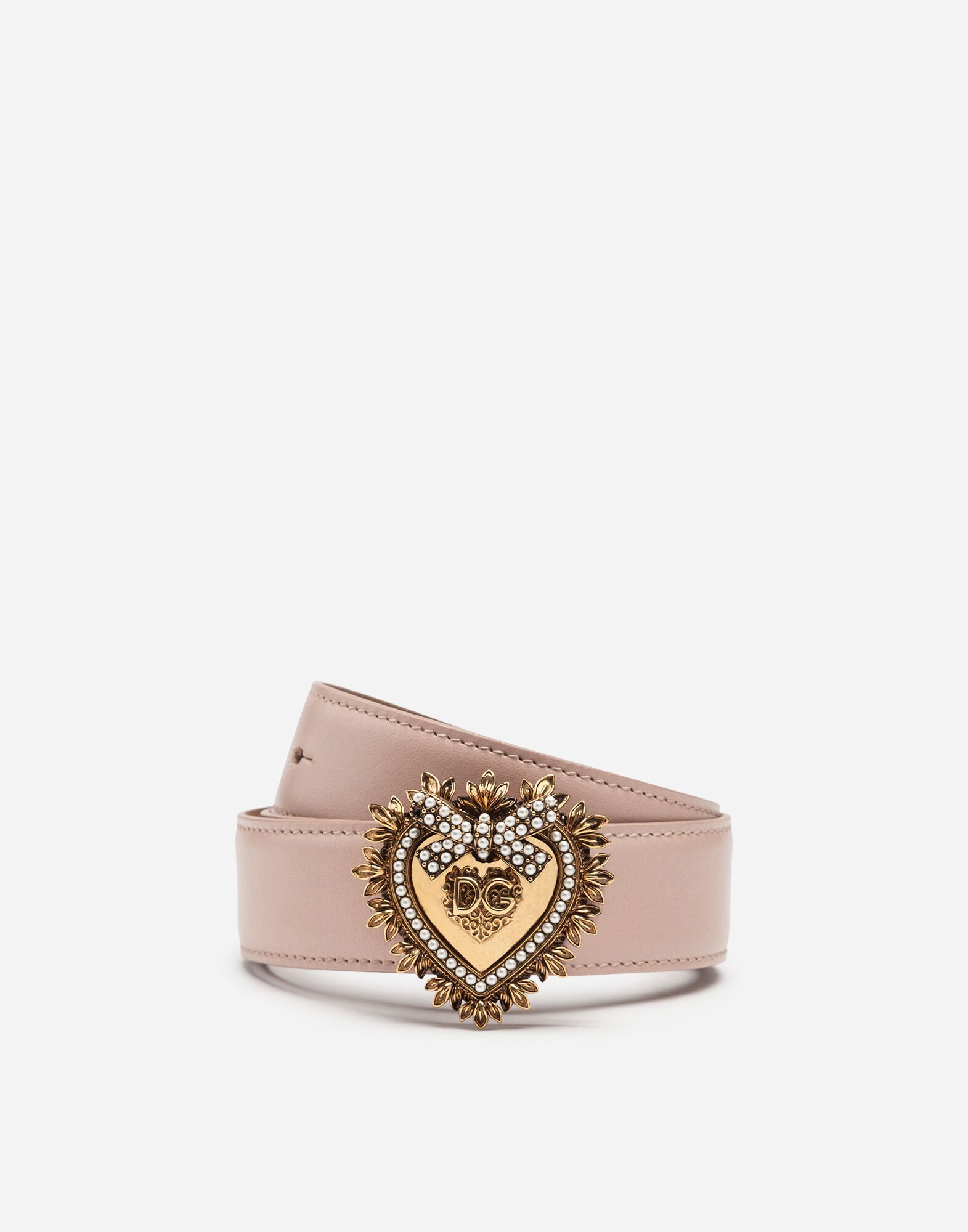 Dolce & Gabbana Devotion belt in lux leather Pale Pink CQ0353AX191