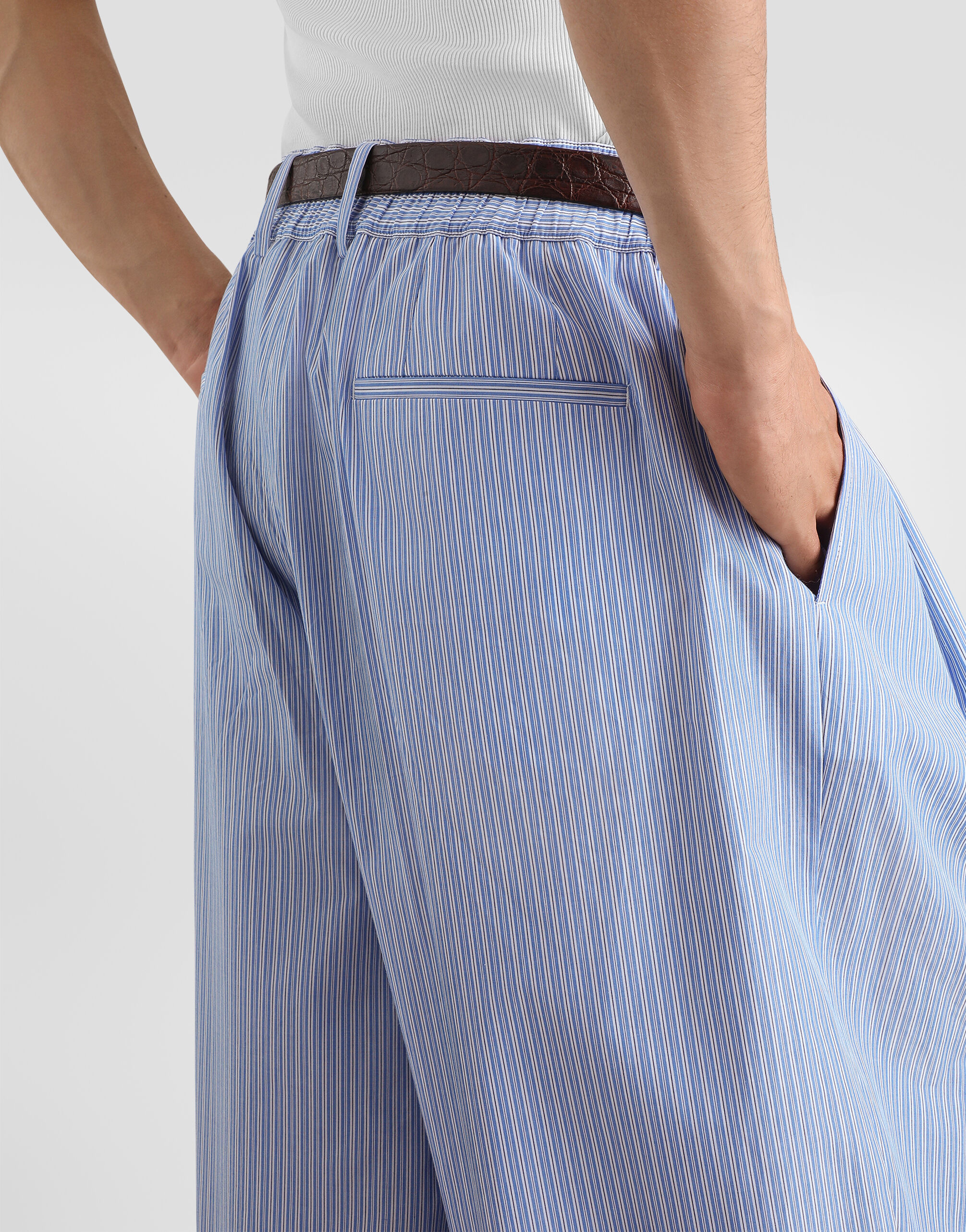 Striped cotton jogging trousers - thumbnail 5