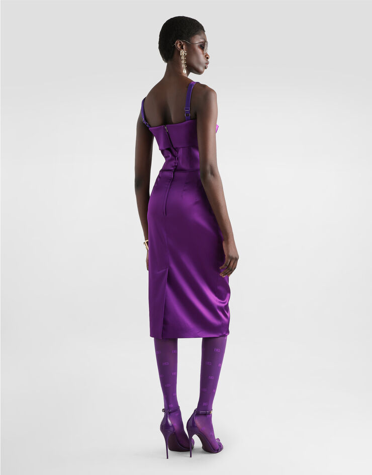 Dolce & Gabbana Fitted satin dress Purple F60AWTFURHM