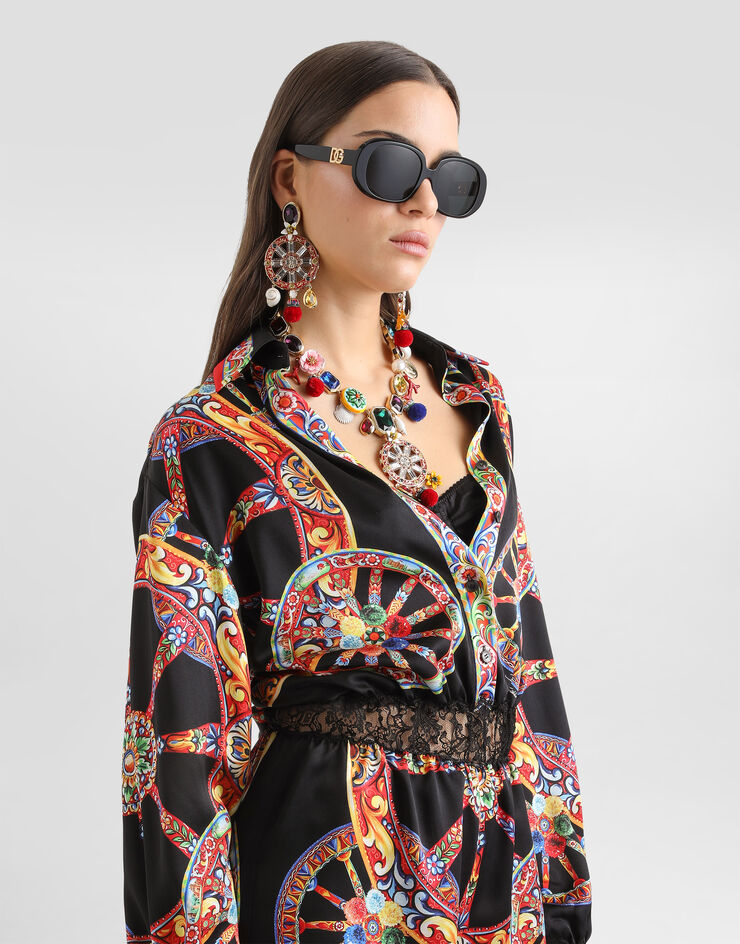 Dolce & Gabbana Carretto-print satin jumpsuit Multicolor F616OTGDDVJ