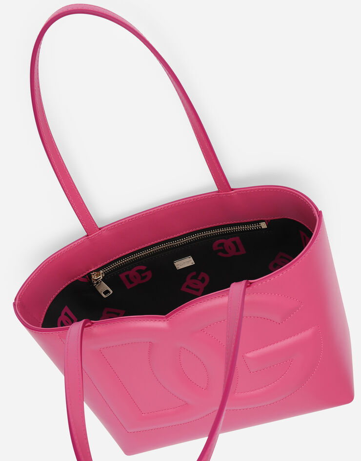 Dolce & Gabbana Bolso shopper DG Logo Bag pequeño en piel de becerro Lila BB7337AW576