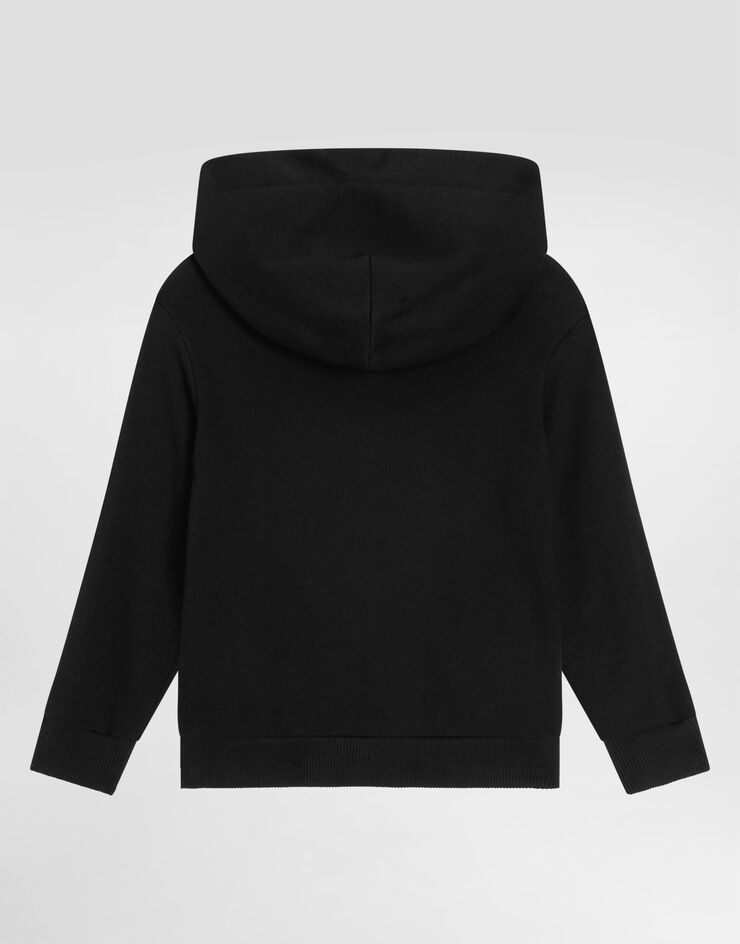 Dolce & Gabbana Zipped hoodie with DG logo plaque Black L4JW2VG7I2P