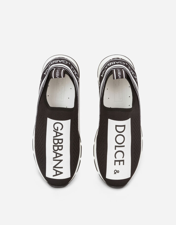 Dolce&Gabbana Сникеры-слипоны Sorrento с логотипом на ленте ЧЕРНЫЙ D10723AH677
