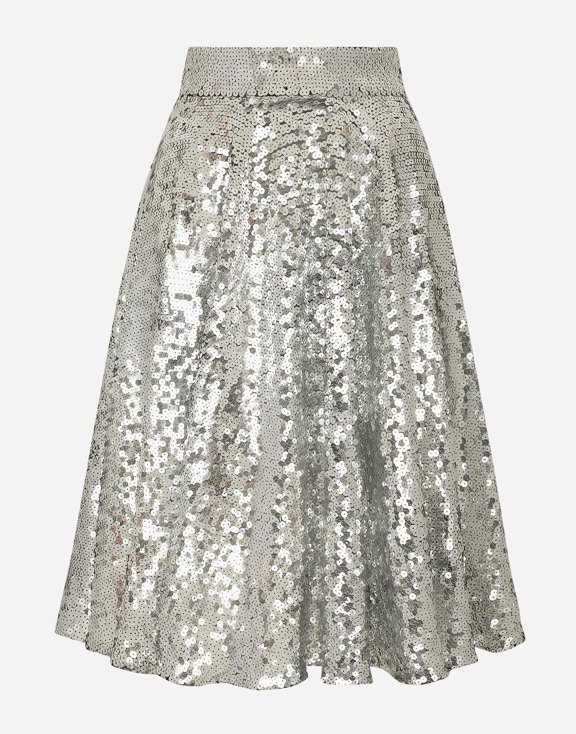 Dolce & Gabbana Sequined midi circle skirt Silver F4CE3TFLSA8