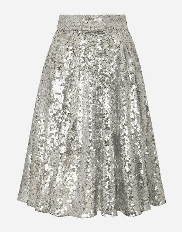 Dolce & Gabbana Sequined midi circle skirt Blue F4BBBTFLSEP