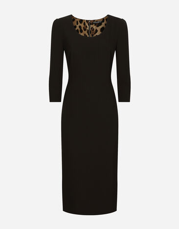 Dolce & Gabbana Vestido longuette en paño de lana  Negro F63G8TG9798