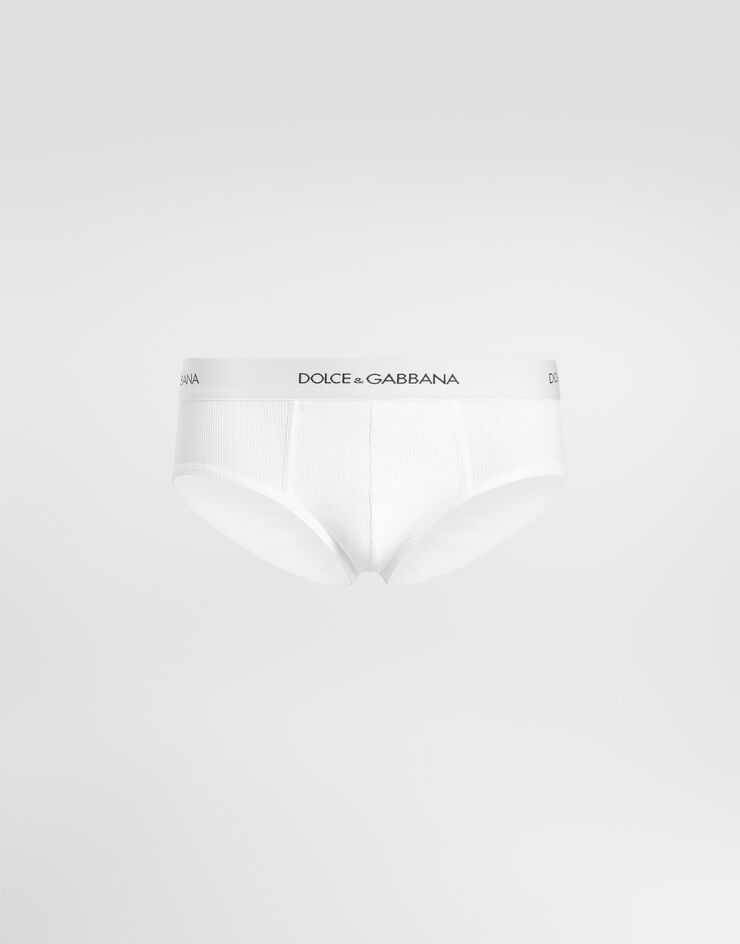 Dolce & Gabbana Slip Brando en coton côtelé Dolce & Gabbana Slip Brando en coton côtelé Blanc M3C21JONN96