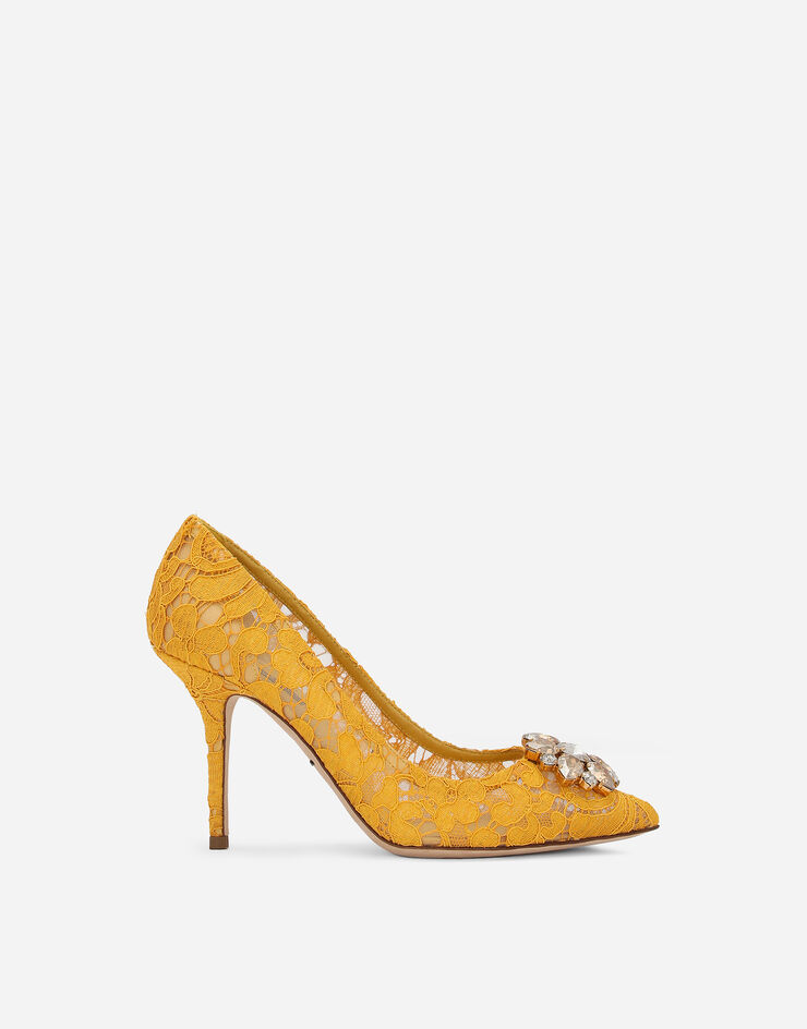 Dolce & Gabbana Lace rainbow pumps with brooch detailing Yellow CD0101AL198