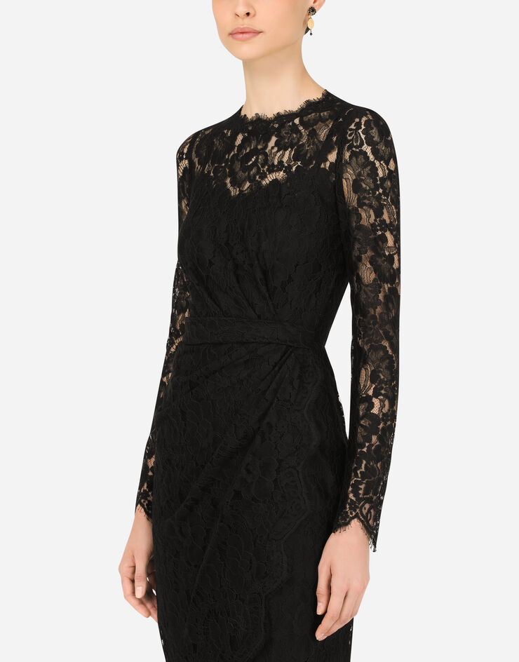 Dolce & Gabbana Galloon lace calf-length wrap dress 黑 F6G8GTFLMSC
