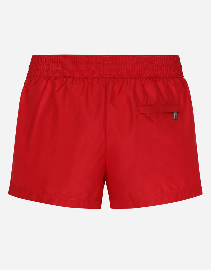 Short swim trunks with branded tag in Bordeaux for | Dolce&Gabbana® US
