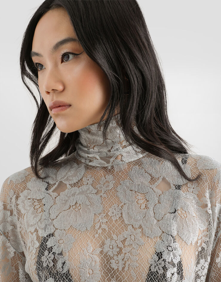 Dolce & Gabbana Chantilly lace blouse Green F7BV7TILMC2