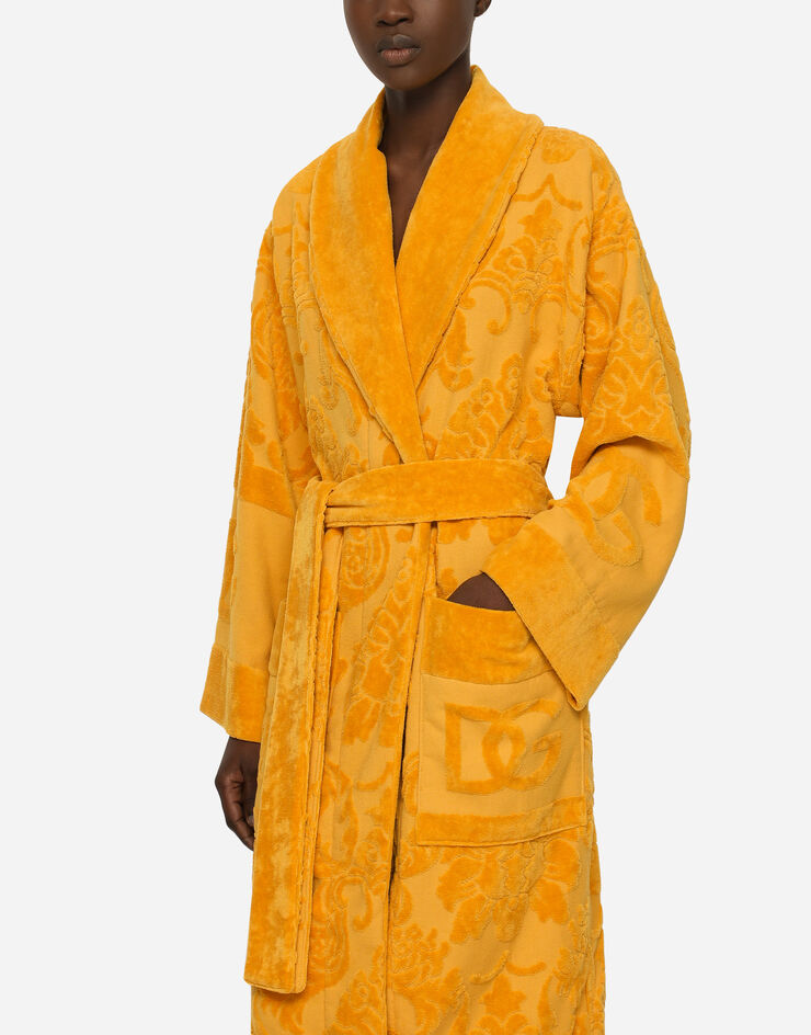 Dolce & Gabbana Bath Robe in Terry Cotton Jacquard Multicolor TCF009TCAGM