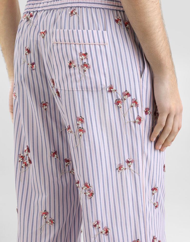 Dolce & Gabbana Cotton-silk vanity trousers with embroidery Multicolor GVRMAZGK192
