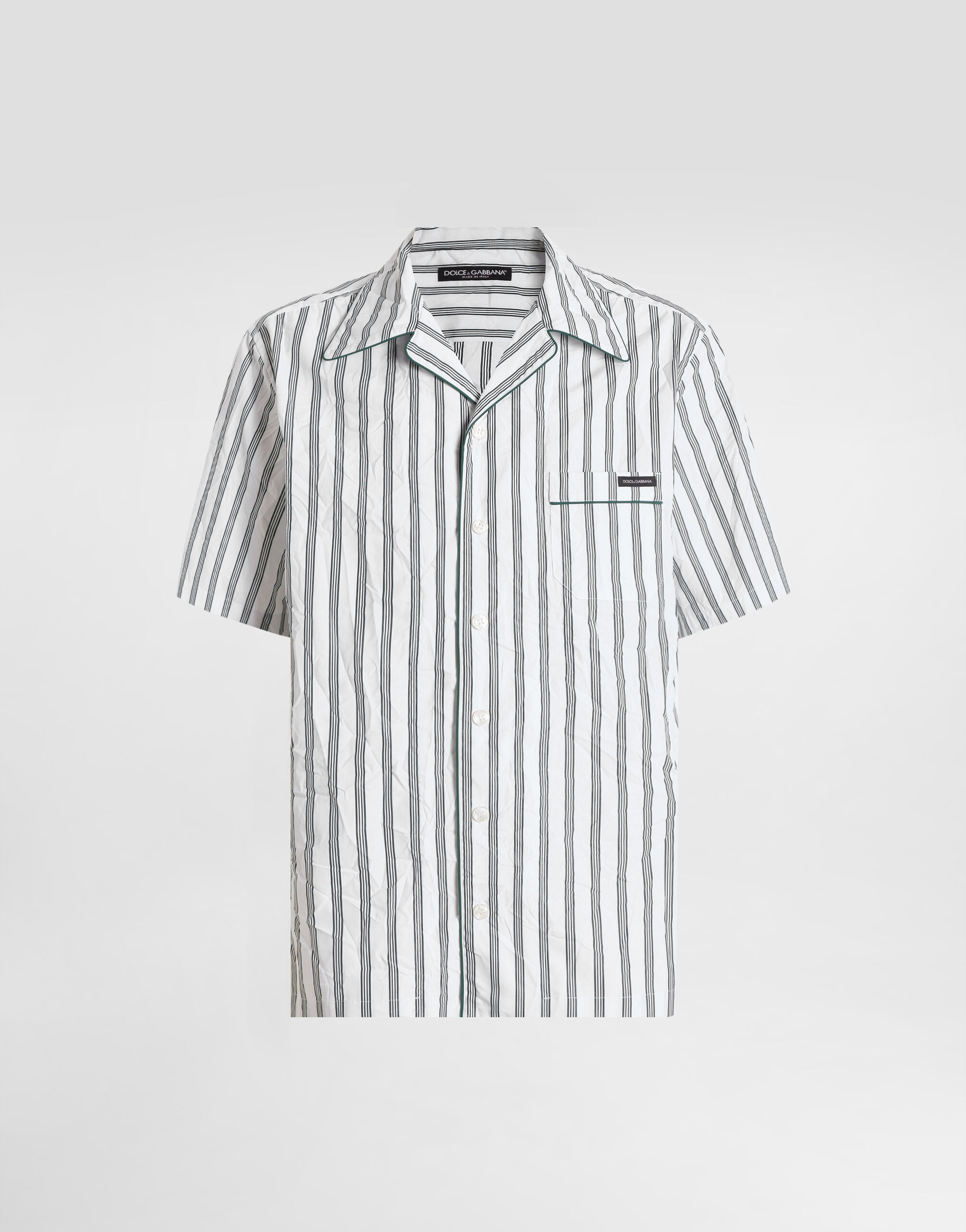Crinkled striped poplin hawaii shirt
