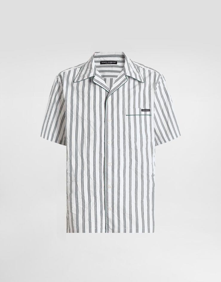 Dolce & Gabbana Crinkled striped poplin hawaii shirt Multicolor G5KS3TFRMD9