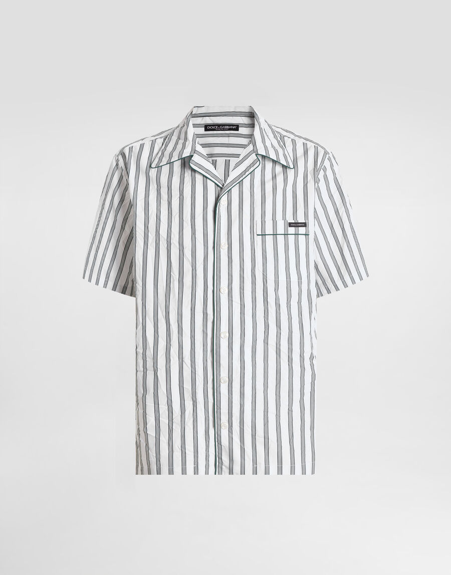 Crinkled striped poplin hawaii shirt