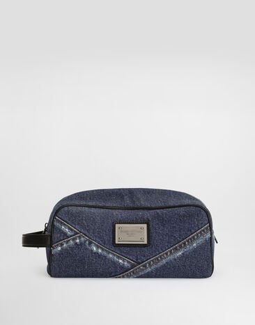 Dolce & Gabbana Denim patchwork necessaire Blue BT0989AY768