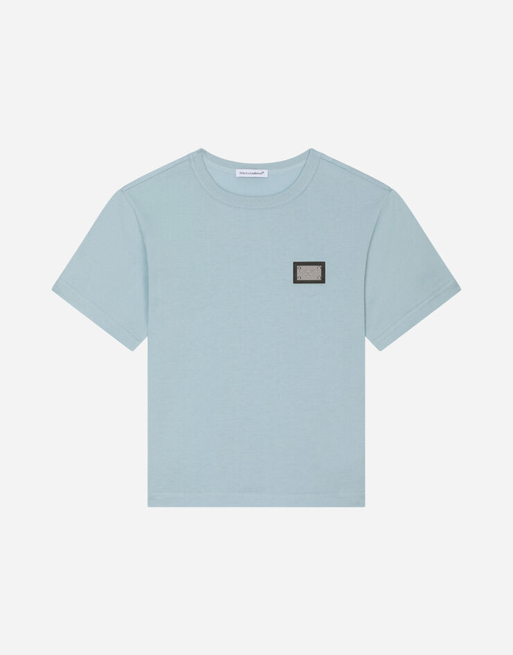 DolceGabbanaSpa Jersey T-shirt with logo tag Azure L4JT7TG7I2O