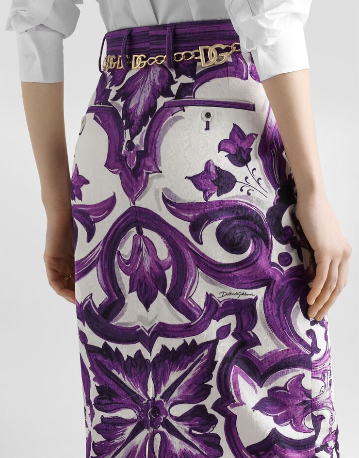 Dolce & Gabbana Midirock mit Majolika-Print Multicolor F4C5KTFPR0O