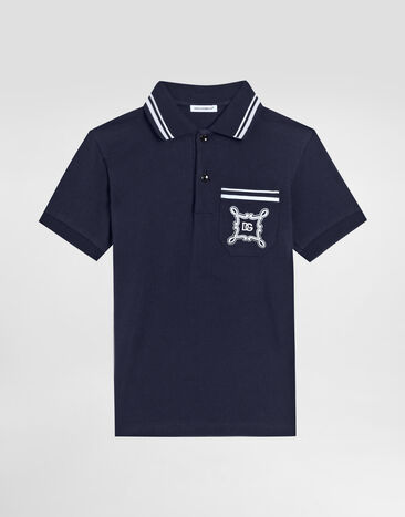 Dolce & Gabbana Piqué polo-shirt with DG logo Blue L4JTHVII7FT