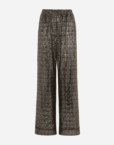 Dolce & Gabbana Sequined pajama pants Silver BB7116AY828