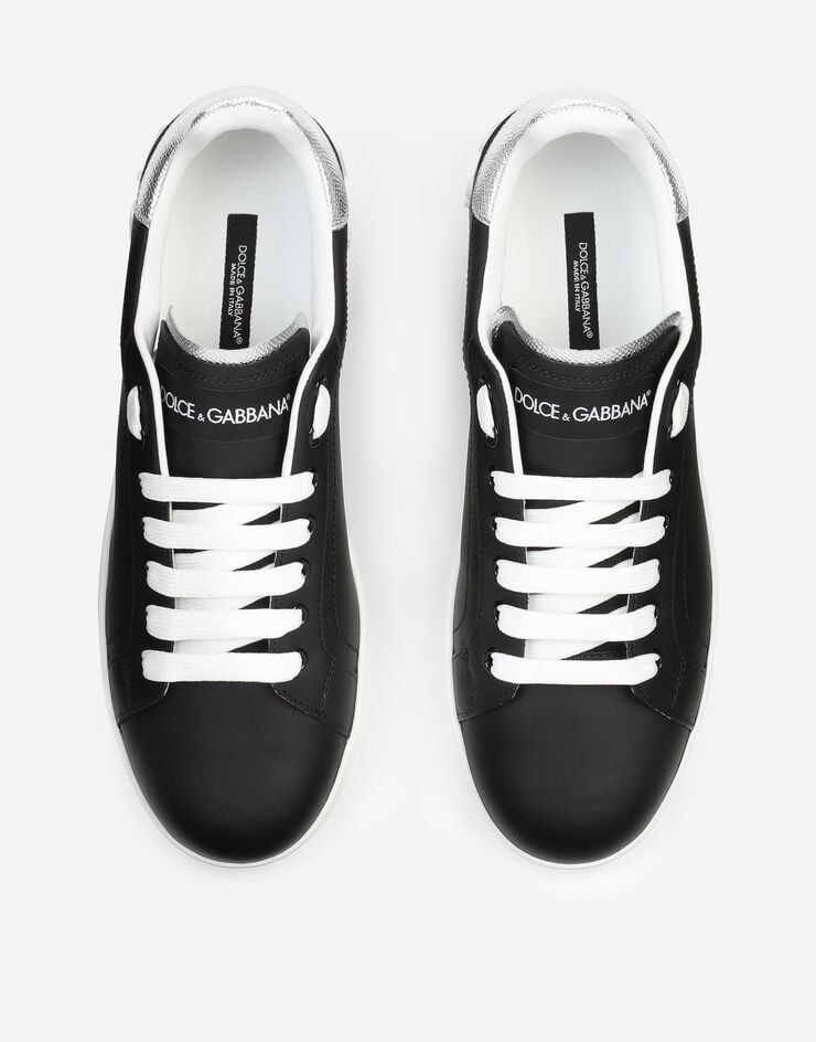 Dolce & Gabbana Sneaker Portofino in pelle di vitello nappata Nero/Argento CK1587AH527