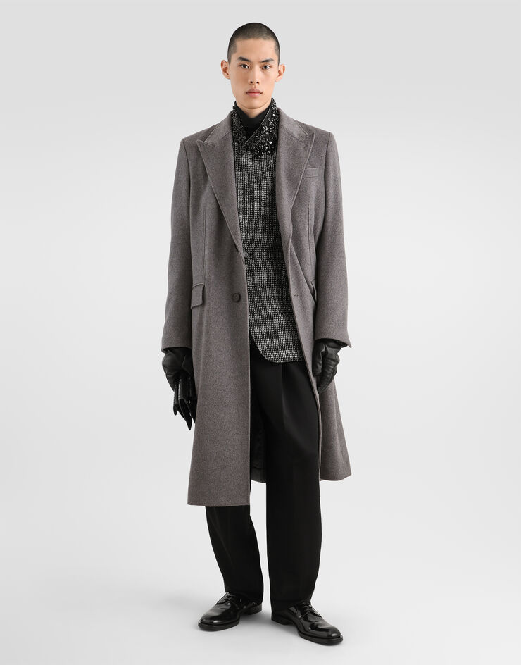 Dolce & Gabbana Abrigo cruzado en cachemir Gris G052WTFU2D1