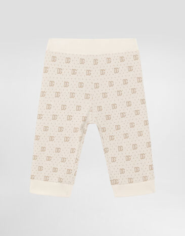 Dolce & Gabbana Polka-dot jacquard knit pants with DG logo Azure L13Q60FR50R