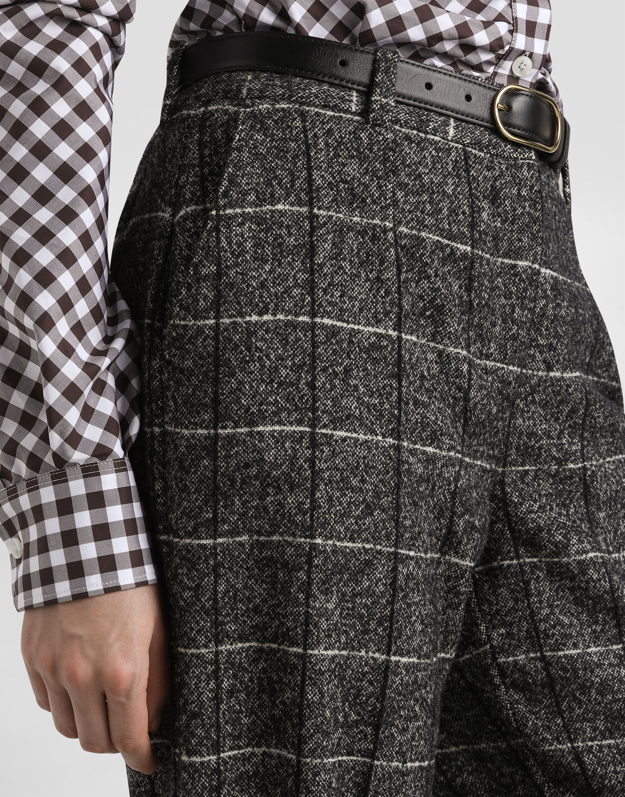 Wool trousers with check print - thumbnail 5
