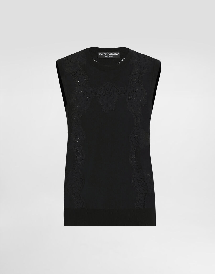 Wool and lace tank top