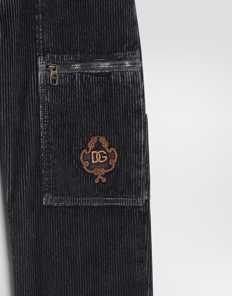 Dolce & Gabbana Velvet trousers with patch Multicolor L45P48LY115