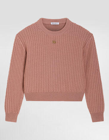 Dolce & Gabbana Cable-knit wool pullover Pink L5KWK5JDVG2