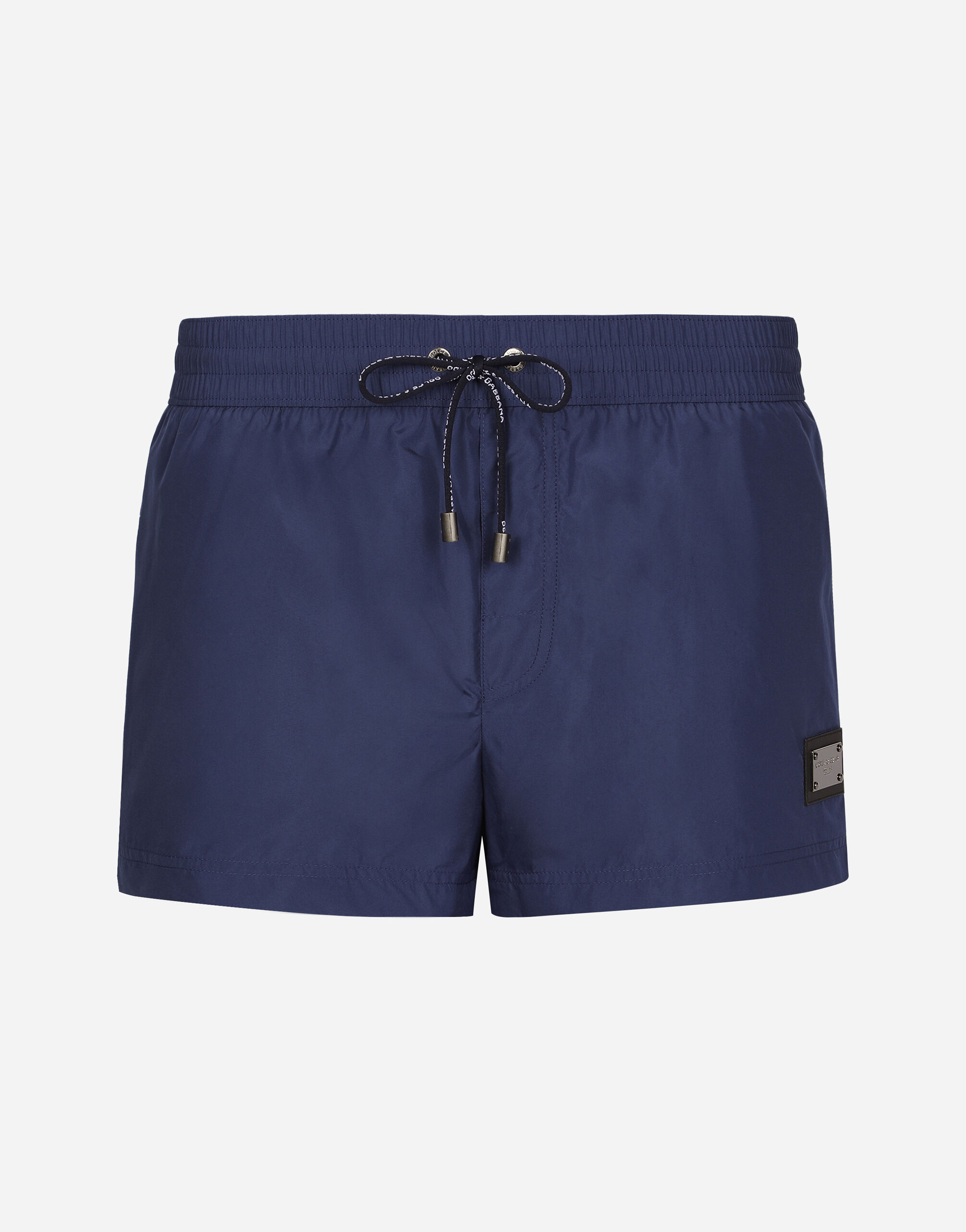 Dolce & Gabbana Kurze Badeshorts mit Logoplakette Drucken M4A13TISMHF