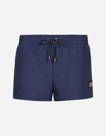 Dolce & Gabbana Boxer de bain court avec plaquette à logo Imprimé M4A13TFIM4R