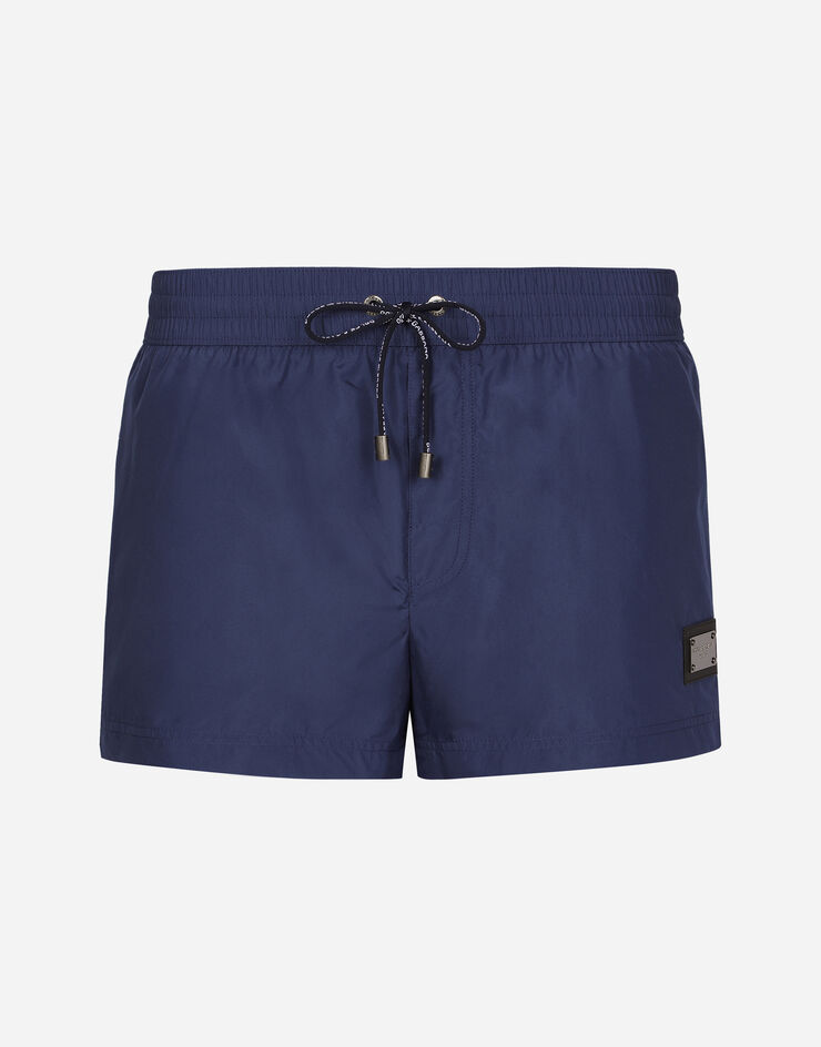 Dolce & Gabbana Short swim trunks with branded tag Blue M4E48TONO06