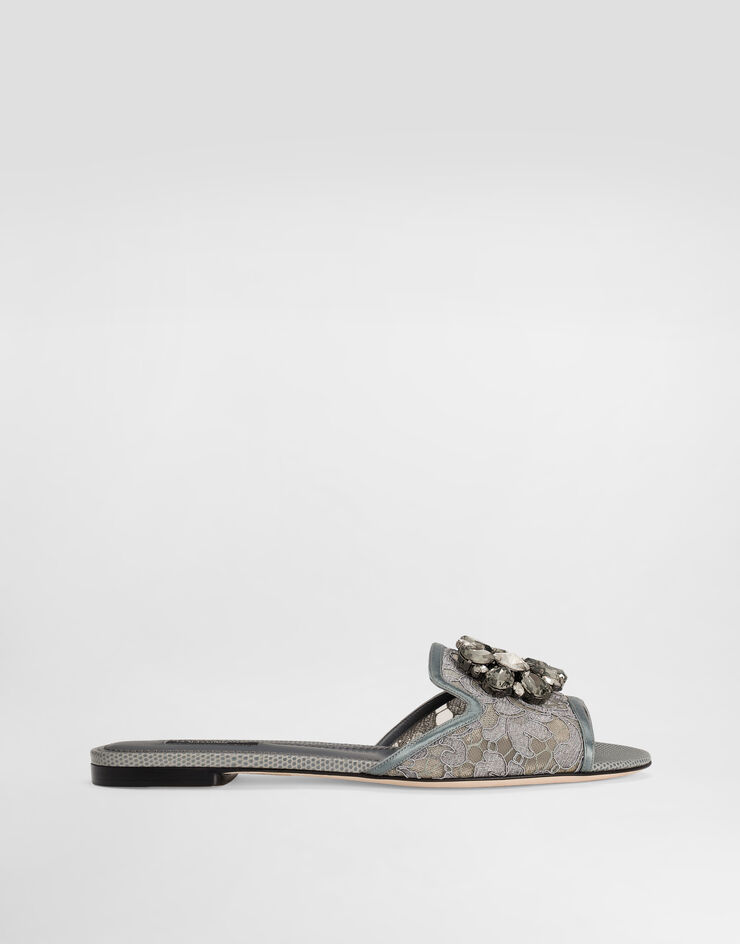 Dolce & Gabbana Lace slides with crystals Grey CQ0023AG667