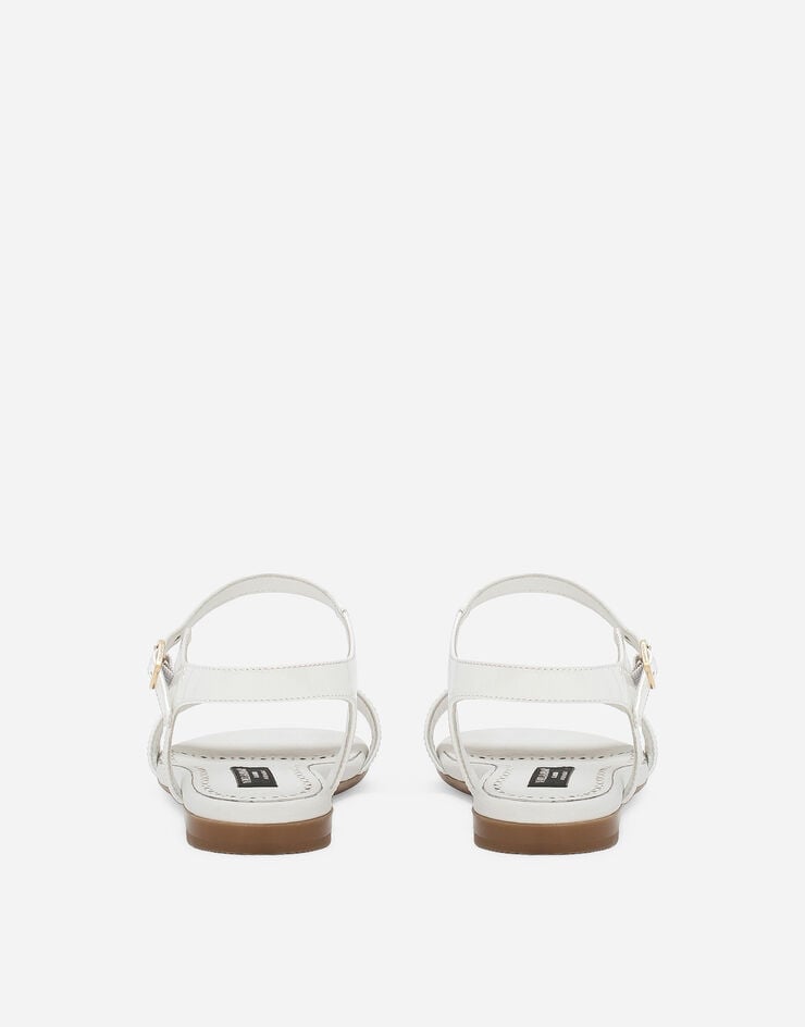 Dolce & Gabbana صندل من جلد لامع أبيض D11048A1153