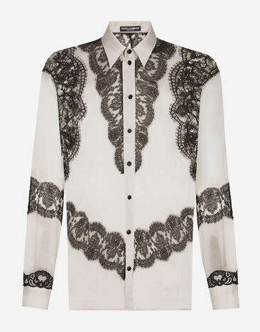 Dolce & Gabbana Camisa de seda con bordados Negro G8SD9TFU1NU