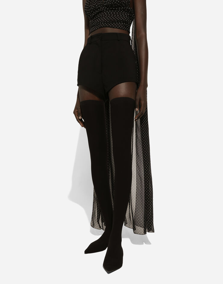 Dolce & Gabbana Kurze Hose im Panty-Design mit hohem Bund aus Wolle Black FTC4WTFURLW