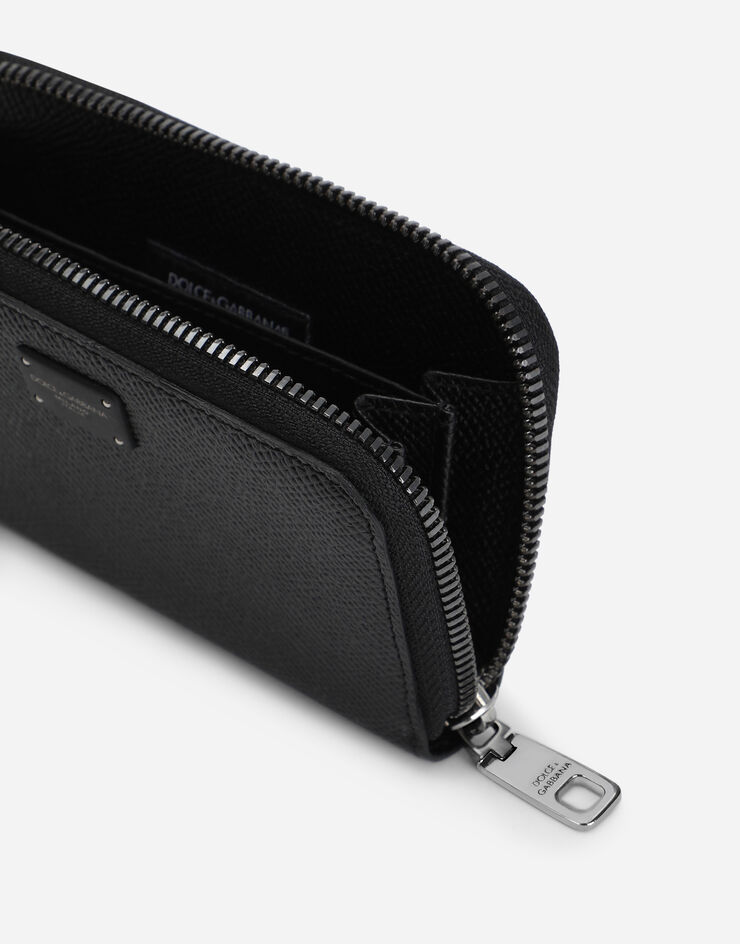 Dolce & Gabbana Mini Dauphine calfskin zip-around wallet with branded plate Black BP2522AZ602